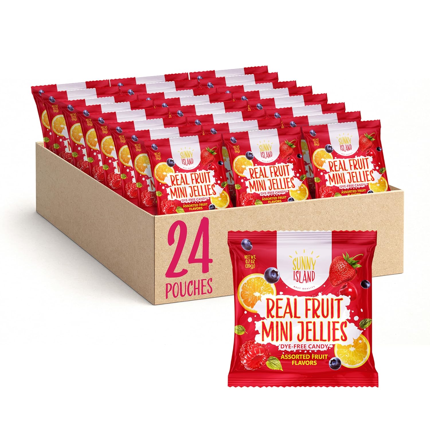 Fruit Jelly Candy Mix | 24 Pouches (0.7 Oz Each) | Vegan Gummies