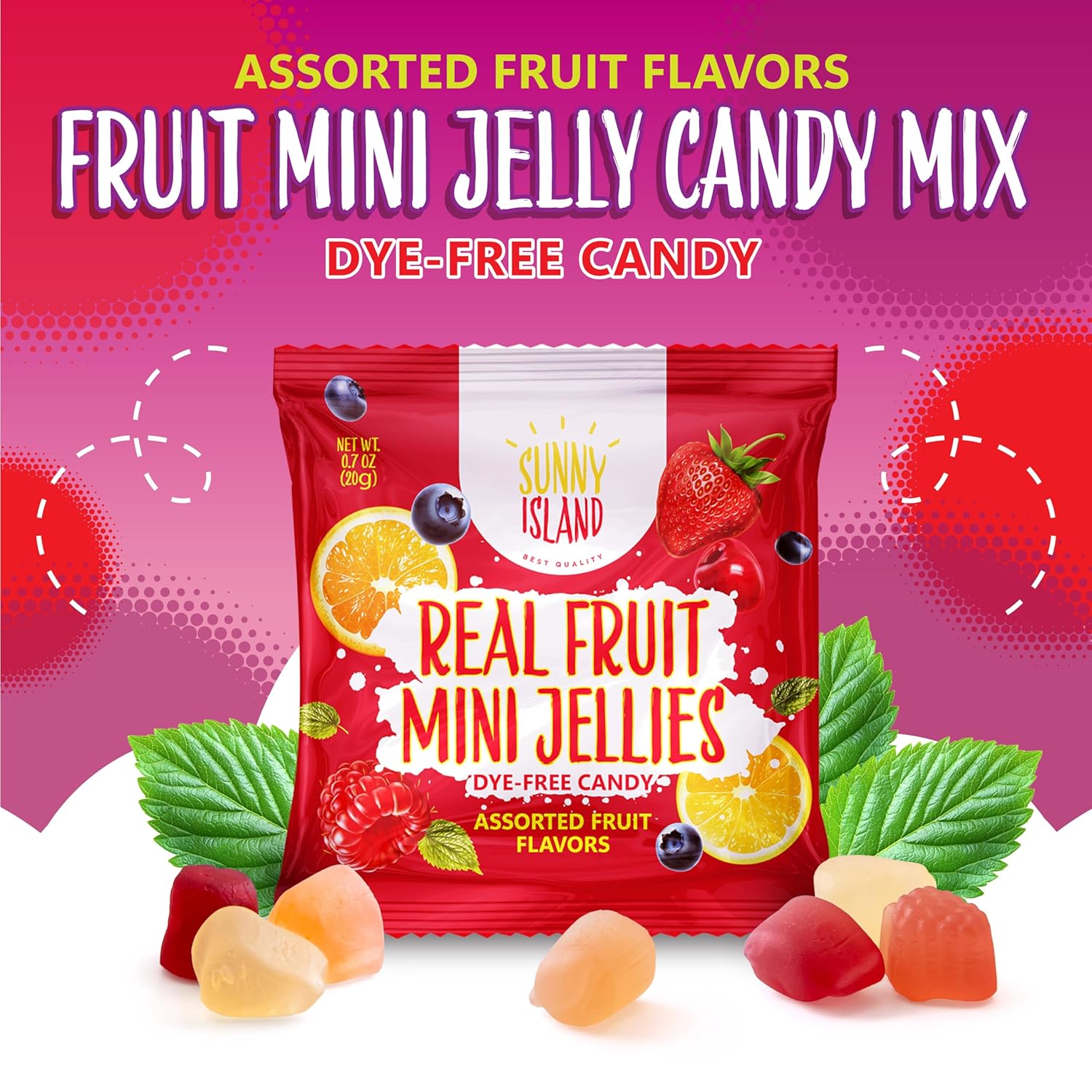 Fruit Jelly Candy Mix | 24 Pouches (0.7 Oz Each) | Vegan Gummies