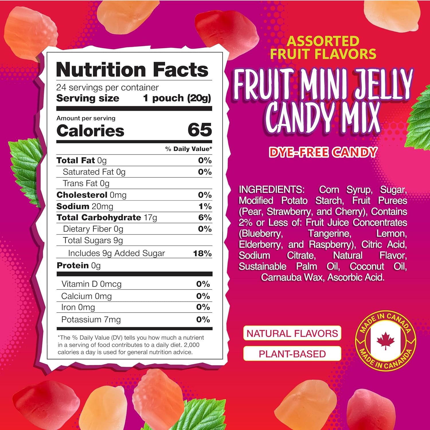 Fruit Jelly Candy Mix | 24 Pouches (0.7 Oz Each) | Vegan Gummies